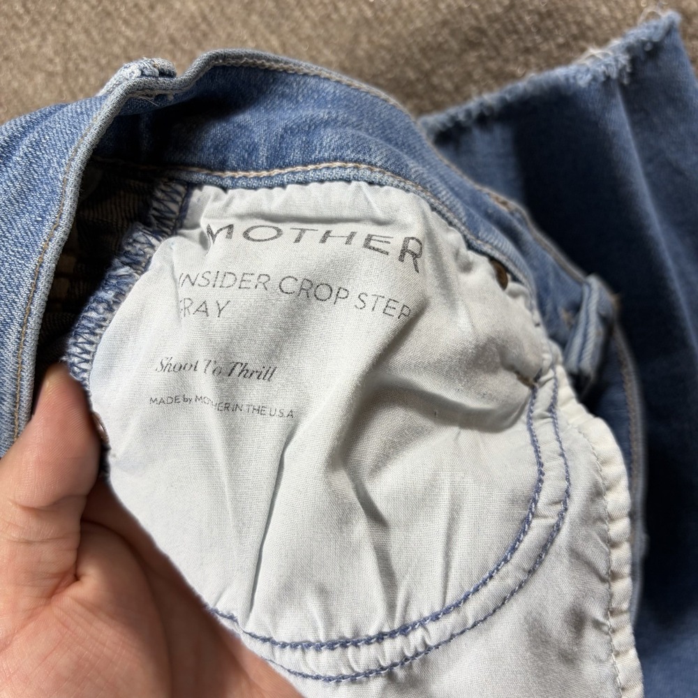 MOTHER The Insider Crop Step Fray Jeans Womens 27 Blue High Rise Flare USA - Picture 6 of 9